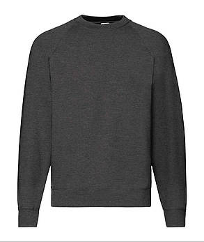 Темно-Сірий Меланж реглан чоловічий зимовий Classic raglan sweat Fruit of the loom, фото 1