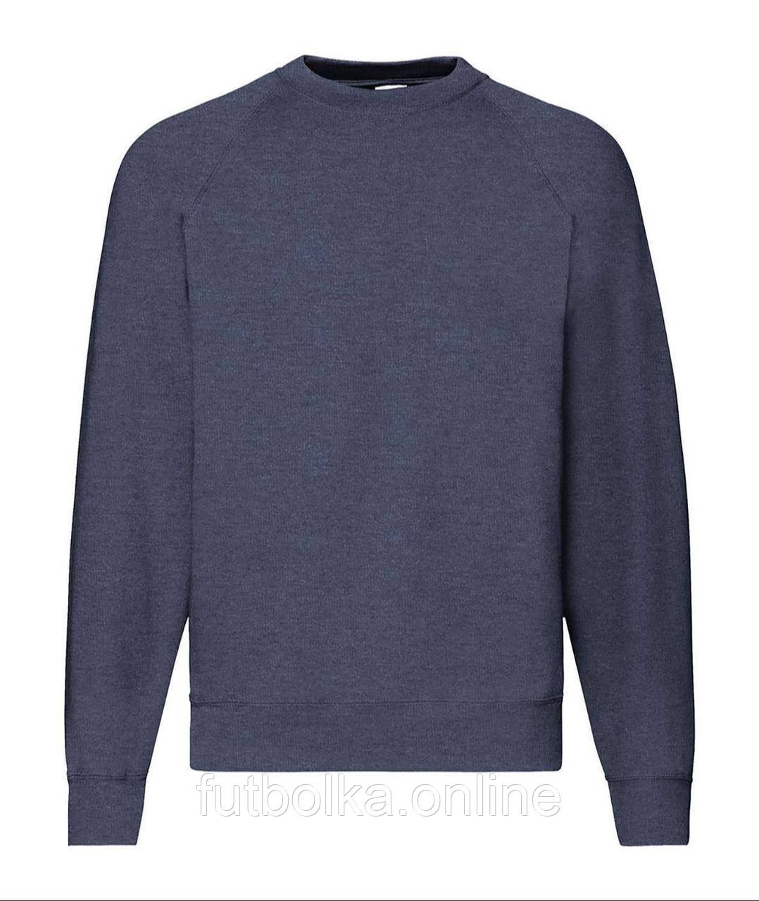Темно-Синій Меланж реглан чоловічий зимовий Classic raglan sweat Fruit of the loom
