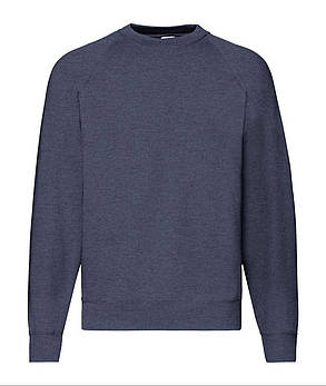 Темно-Синій Меланж реглан чоловічий зимовий Classic raglan sweat Fruit of the loom, фото 1