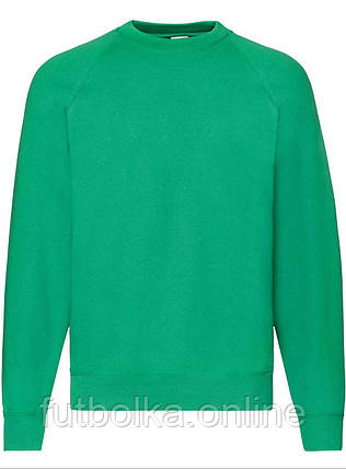 Яскраво-Зелений реглан чоловічий зимовий Classic raglan sweat Fruit of the loom, фото 1