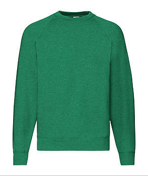 Зелений Меланж реглан чоловічий зимовий Classic raglan sweat Fruit of the loom, фото 1
