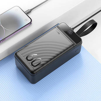 Powerbank Hoco J123C 60000mAh з ліхтариком і швидкою зарядкою PD/QC, 22.5W чорний