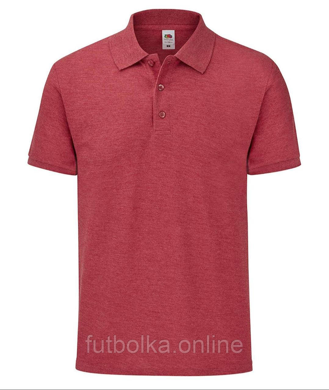 Червона Меланжева футболка поло чоловіча приталена 65/35 Tailored Fit Polo Fruit of the loom