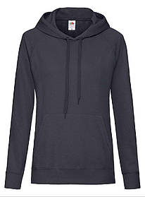 Глибоко Темно-Синя жіноча толстовка з капюшоном Lightweight hooded sweat lady-fit Fruit of the loom