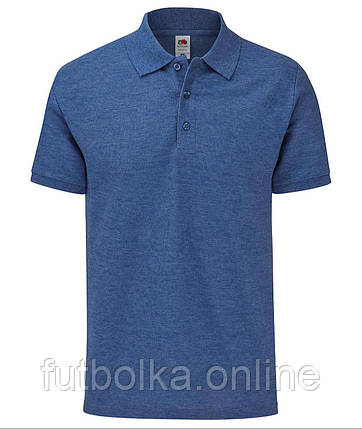 Синя Меланжева футболка поло чоловіча приталена 65/35 Tailored Fit Polo Fruit of the loom, фото 1
