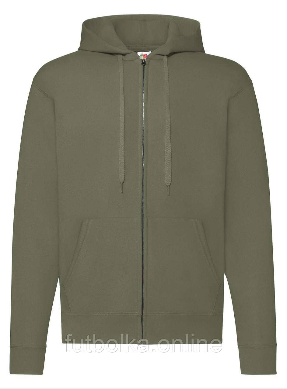 Оливкова чоловіча кофта на замку Cl. hooded sweat jacket Fruit of the loom