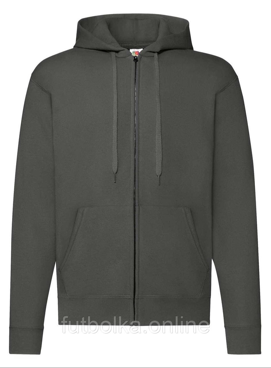 Графітова чоловіча кофта на замку Cl. hooded sweat jacket Fruit of the loom