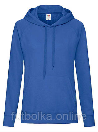 Яскраво-Синя жіноча толстовка з капюшоном Lightweight hooded sweat lady-fit Fruit of the loom, фото 1