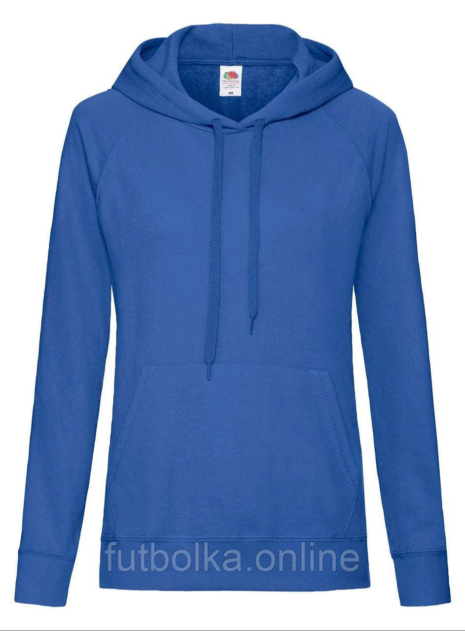 Яскраво-Синя жіноча толстовка з капюшоном Lightweight hooded sweat lady-fit Fruit of the loom