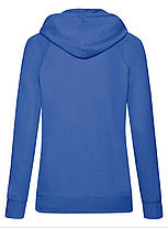 Яскраво-Синя жіноча толстовка з капюшоном Lightweight hooded sweat lady-fit Fruit of the loom, фото 3