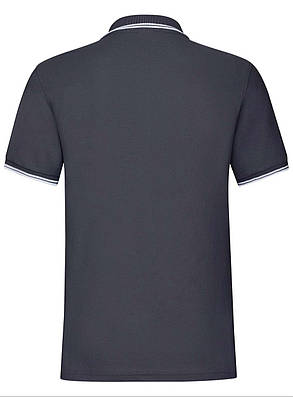 Глибоко Темно-Синє поло чоловіче зі смужками Premium tipped polo Fruit of the loom, фото 4
