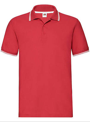 Червоне поло чоловіче зі смужками Premium tipped polo Fruit of the loom, фото 1