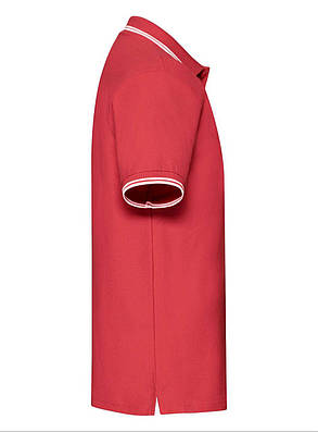 Червоне поло чоловіче зі смужками Premium tipped polo Fruit of the loom, фото 3