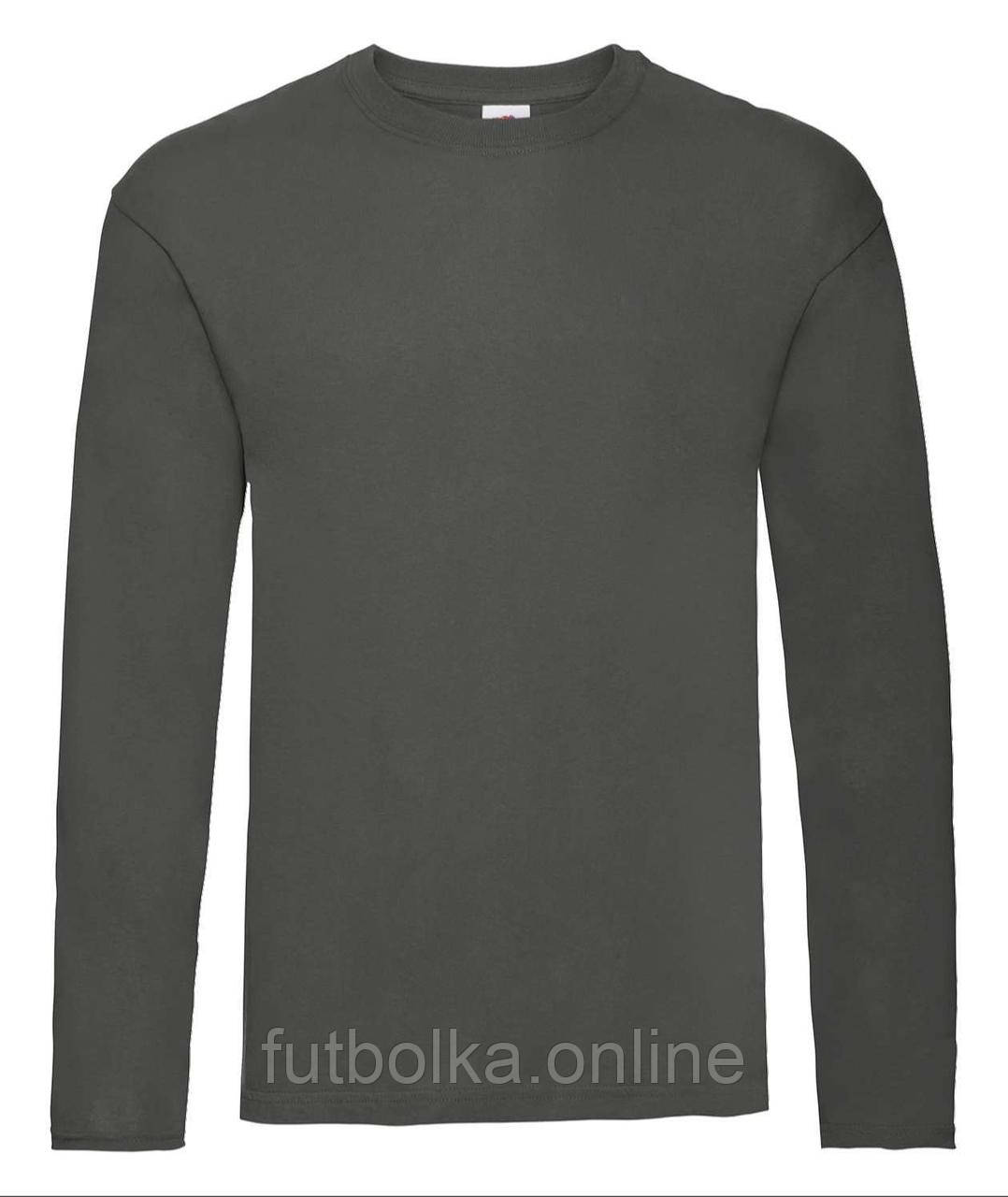 Графітова футболка з довгим рукавом чоловіча легка Original long sleeve T Fruit of the loom