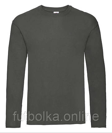 Графітова футболка з довгим рукавом чоловіча легка Original long sleeve T Fruit of the loom, фото 1
