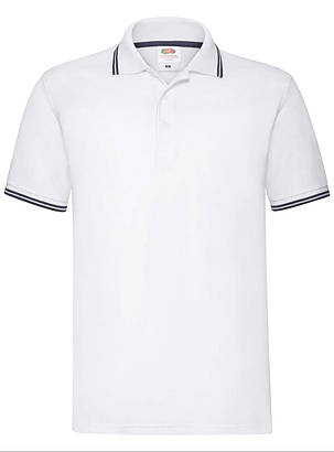 Біле поло чоловіче зі смужками Premium tipped polo Fruit of the loom, фото 1