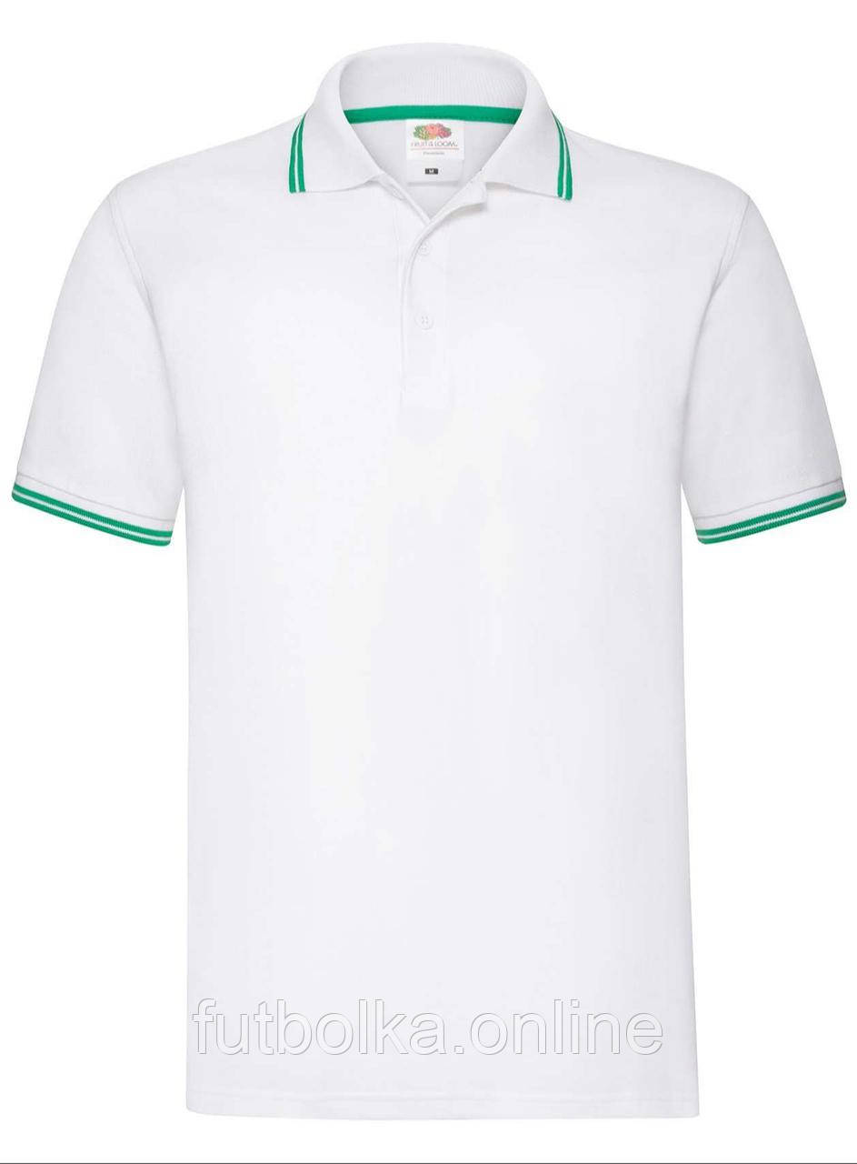 Біле поло чоловіче зі смужками Premium tipped polo Fruit of the loom