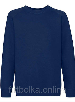 Темно-Синій дитячий світшот модний Premium raglan sweat kids Fruit of the loom, фото 1