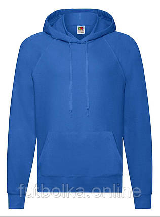 Яскраво-Синій худі чоловічий вільний Lightweight hooded sweat Fruit of the loom, фото 1