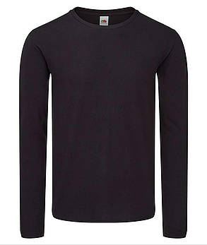 Чорна чоловіча футболка з довгим рукавом Iconic 150 Classic Long Sleeve T-Shirt Fruit of the loom, фото 1