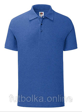 Синя Меланжева футболка поло чоловіча легка Iconic Polo Fruit of the loom, фото 1