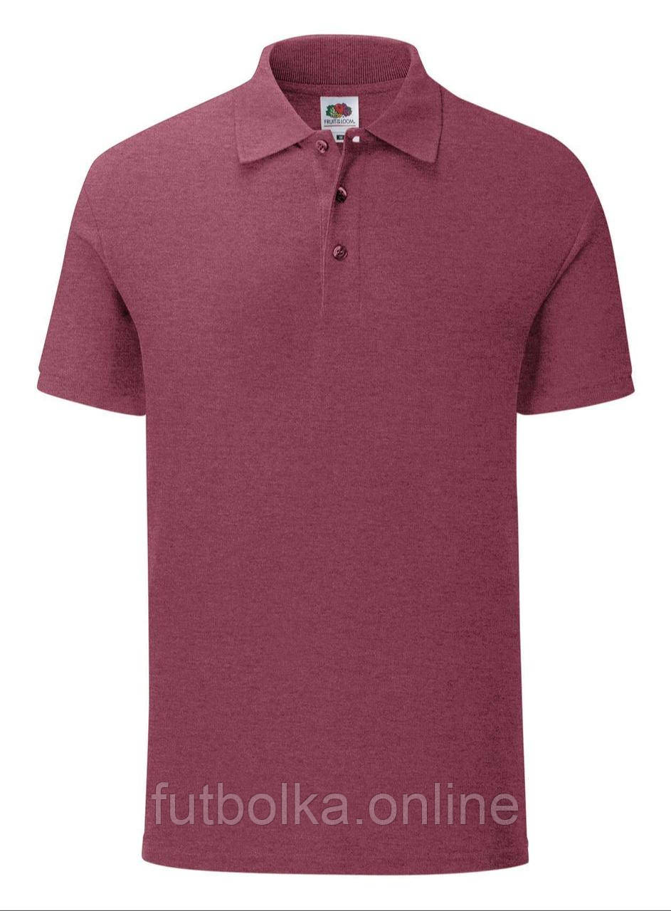 Бордова Меланжева футболка поло чоловіча легка Iconic Polo Fruit of the loom