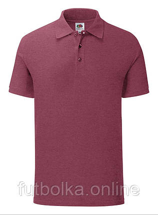 Бордова Меланжева футболка поло чоловіча легка Iconic Polo Fruit of the loom, фото 1