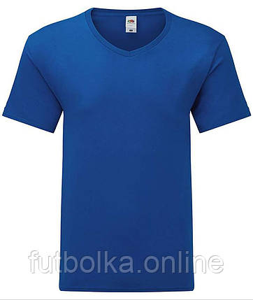 Яскраво-Синя чоловіча футболка з V-подібним вирізом Iconic 150 V Neck T-Shirt Fruit of the loom, фото 1