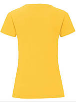 Сонячно Жовта жіноча футболка легка Ladies Iconic T Fruit of the loom, фото 4