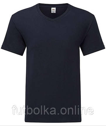 Глибоко Темно-Синя чоловіча футболка з V-подібним вирізом Iconic 150 V Neck T-Shirt Fruit of the loom, фото 1