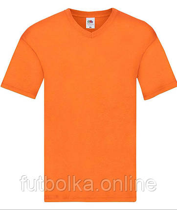 Помаранчева чоловіча футболка літня з V-подібним вирізом Original V-neck Fruit of the loom, фото 1
