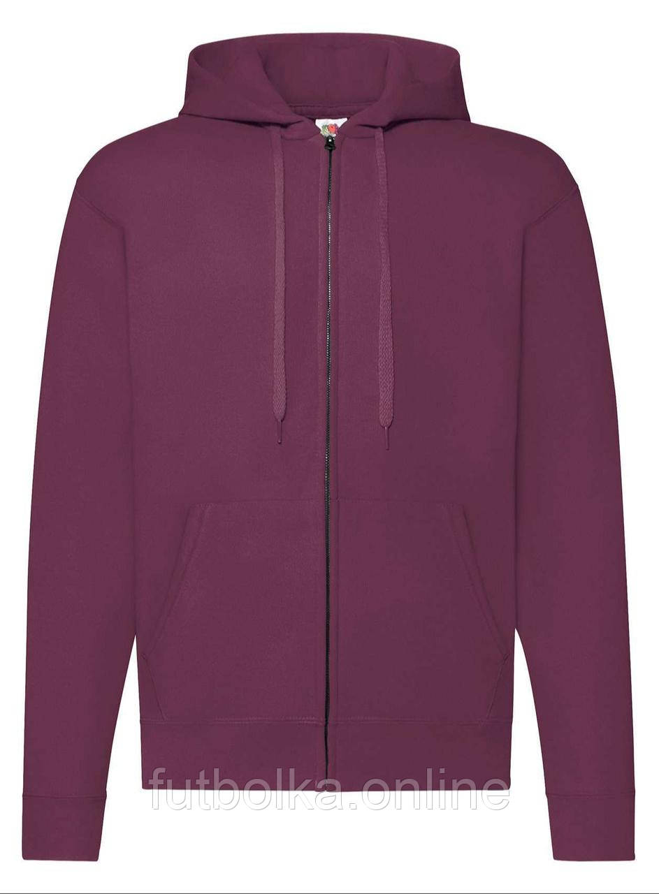 Бордова чоловіча кофта на замку Cl. hooded sweat jacket Fruit of the loom