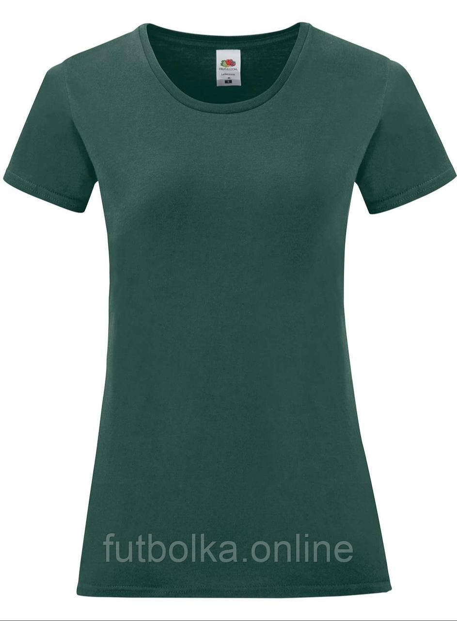 Глибоко Темно-Зелена жіноча футболка легка Ladies Iconic T Fruit of the loom