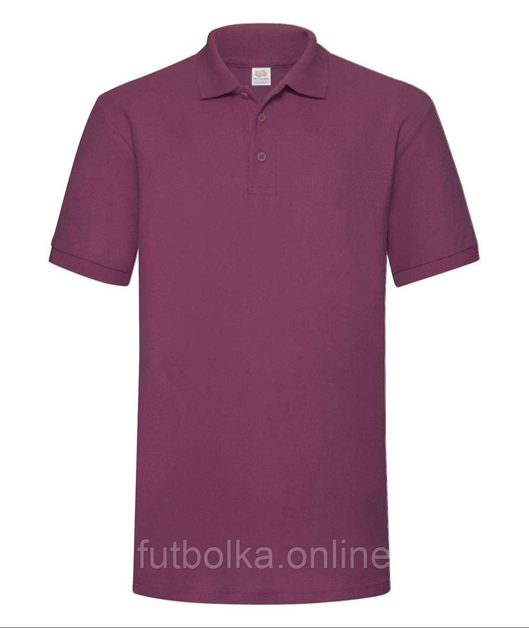Бордове поло чоловіче щільне 65/35 Heavy polo Fruit of the loom