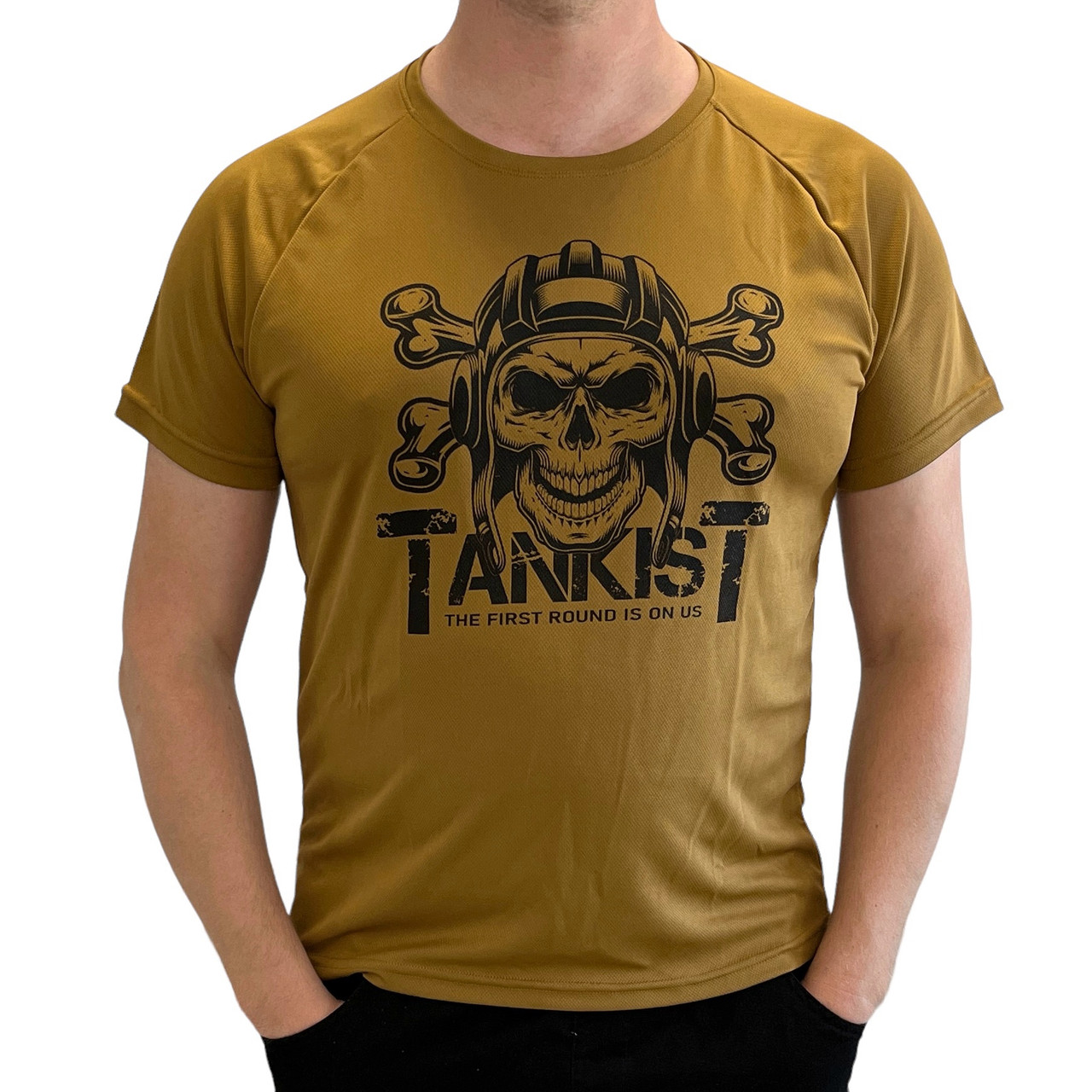 Тактична футболка койот coolmax з принтом Tankist Чоловіча армійська футболка вологовідвідна
