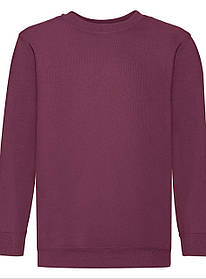 Бордовий дитячий светр класичний Classic set-in sweat kids Fruit of the loom
