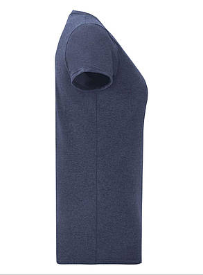 Темно-Синя Меланжева жіноча футболка легка Ladies Iconic T Fruit of the loom, фото 2