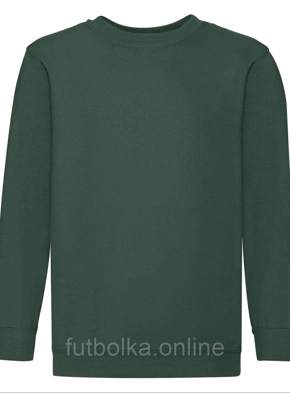 Темно-Зелений дитячий светр класичний Classic set-in sweat kids Fruit of the loom