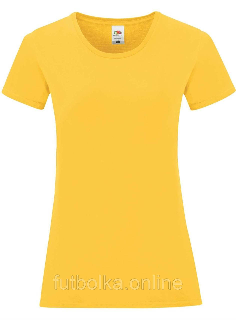 Сонячно Жовта жіноча футболка легка Ladies Iconic T Fruit of the loom