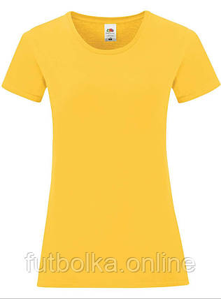 Сонячно Жовта жіноча футболка легка Ladies Iconic T Fruit of the loom, фото 1