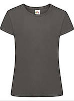 Графитовая футболка детская для девочки однотонная Sofspun girls Fruit of the loom