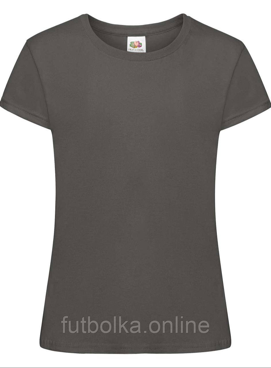 Графитовая футболка детская для девочки однотонная Sofspun girls Fruit of the loom - фото 1 - id-p2265836214