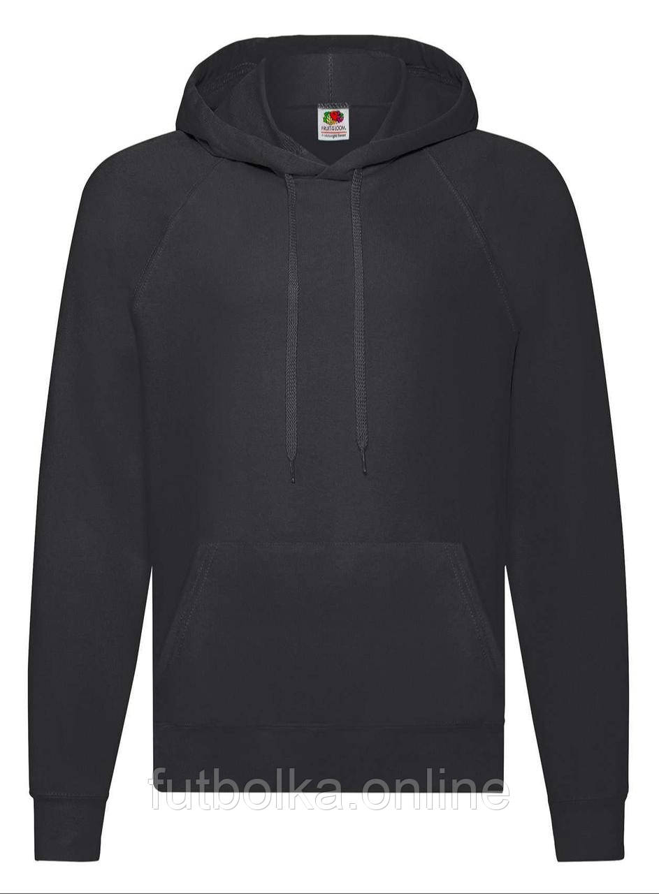 Чорний худі чоловічий вільний Lightweight hooded sweat Fruit of the loom