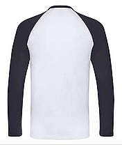 Біла футболка з довгим рукавом чоловіча кольоровий рукав Long sleeve baseball Fruit of the loom, фото 4