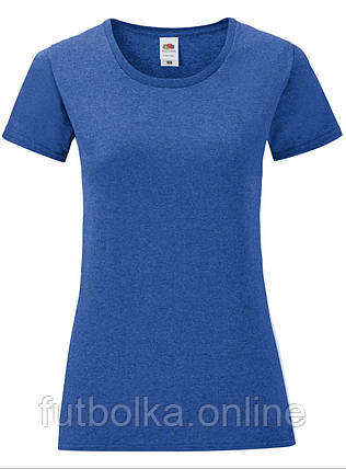 Синя Меланжева жіноча футболка легка Ladies Iconic T Fruit of the loom, фото 1
