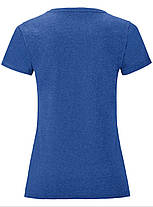 Синя Меланжева жіноча футболка легка Ladies Iconic T Fruit of the loom, фото 3