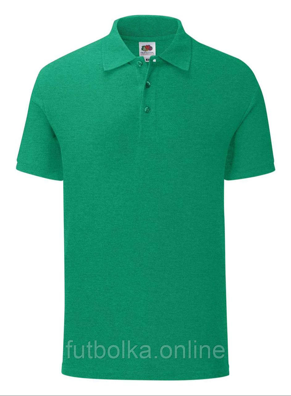 Зелена Меланжева футболка поло чоловіча легка Iconic Polo Fruit of the loom