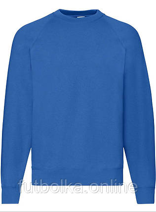 Яскраво-Синій реглан чоловічий зимовий Classic raglan sweat Fruit of the loom, фото 1