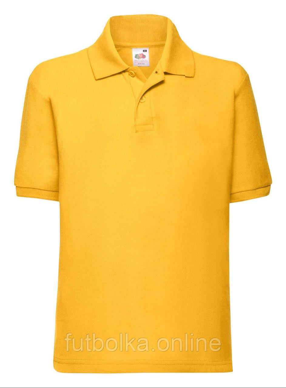 Сонячно Жовта дитяча футболка поло в школу 65/35 Polo kids Fruit of the loom