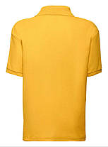 Сонячно Жовта дитяча футболка поло в школу 65/35 Polo kids Fruit of the loom, фото 3